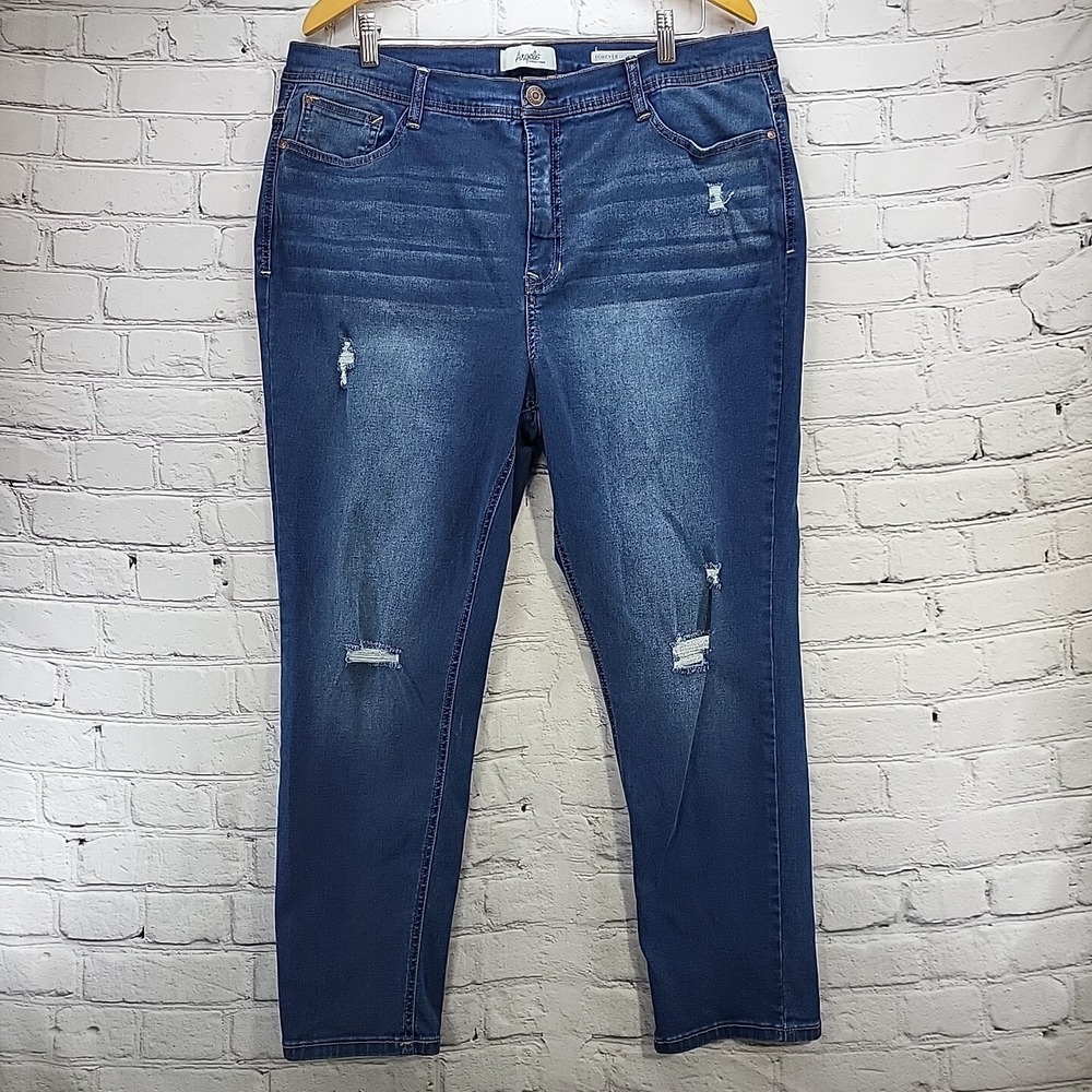 Angels Jeans Womens Plus Sz 22W Forever Convertible Skinny Distressed